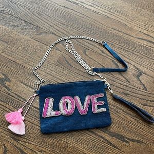Bari Lynn Girls Denim Love Clutch Bag